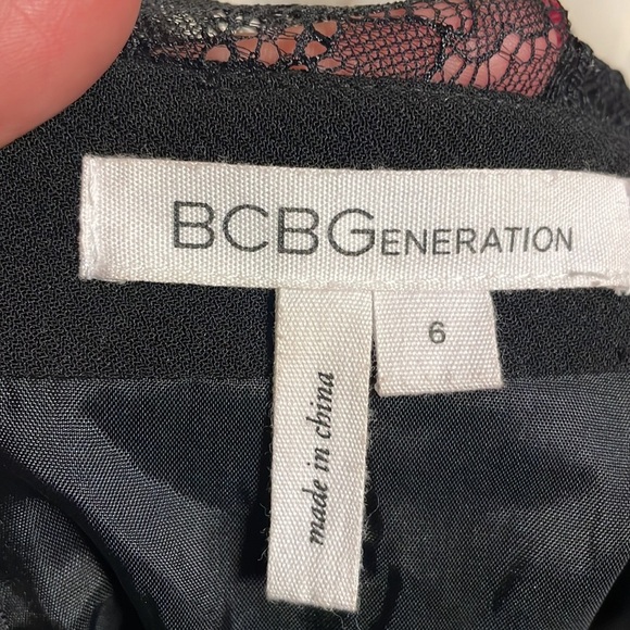 BCBGeneration cocktail V lace insert flare mini dress black deep V back size 6 - Picture 11 of 17